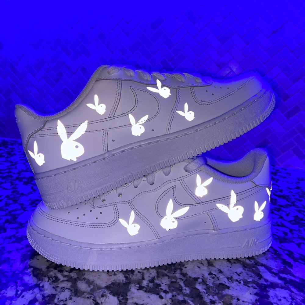 Custom Reflective Playboy Bunny Air Force 1s